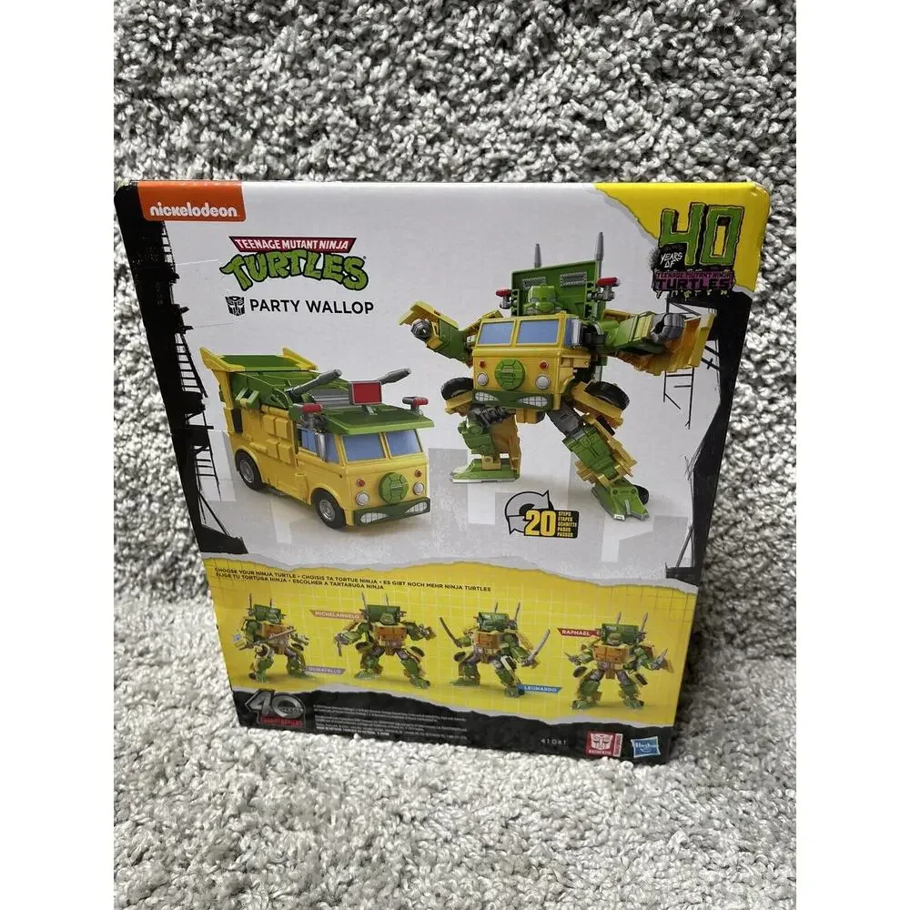 Transformers x TMNT 7 Inch Action Figure Deluxe Class Party Wallop Ninja Turtles